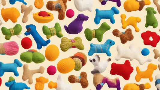 Create an image of a variety of colorful and creatively designed dog toys, all meticulously stitched for durability. Include different shapes such as bones, balls, and animals, to showcase the range o